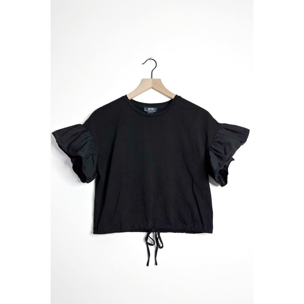MAEVE Cropped Flutter Sleeve T-Shirt